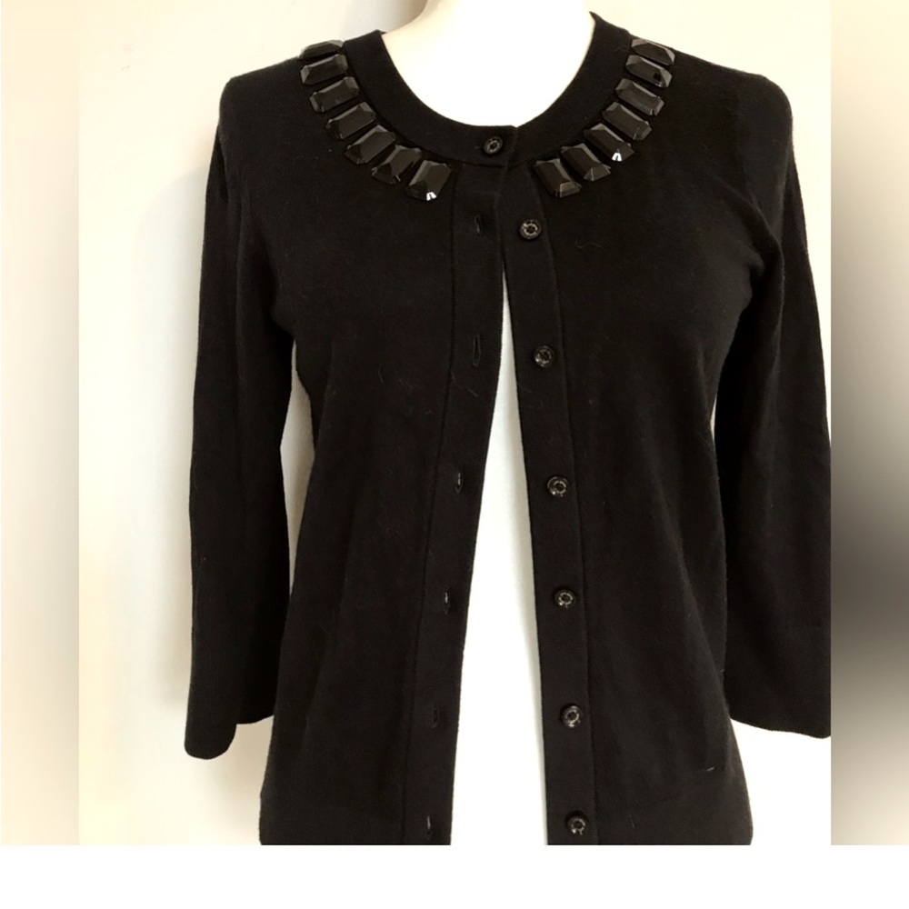 Kate Spade Black Cardigan with Embellished Neckline